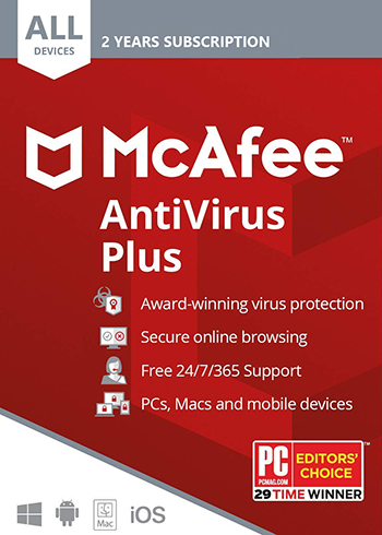 McAfee AntiVirus Plus 2021 10 Devices 2 Years